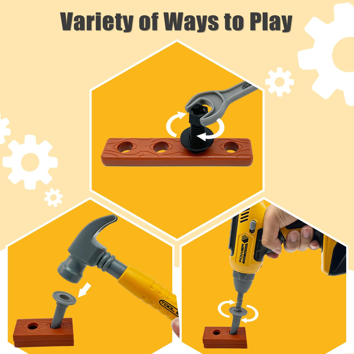 Playhiland Pretend Play Construction Kit with Electric Drill & Tool Box