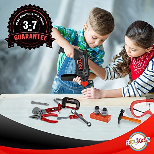 Playkidiz Tool Box for Kids – 22-Piece Construction Toy Set with Carry Chest & Realistic Tools