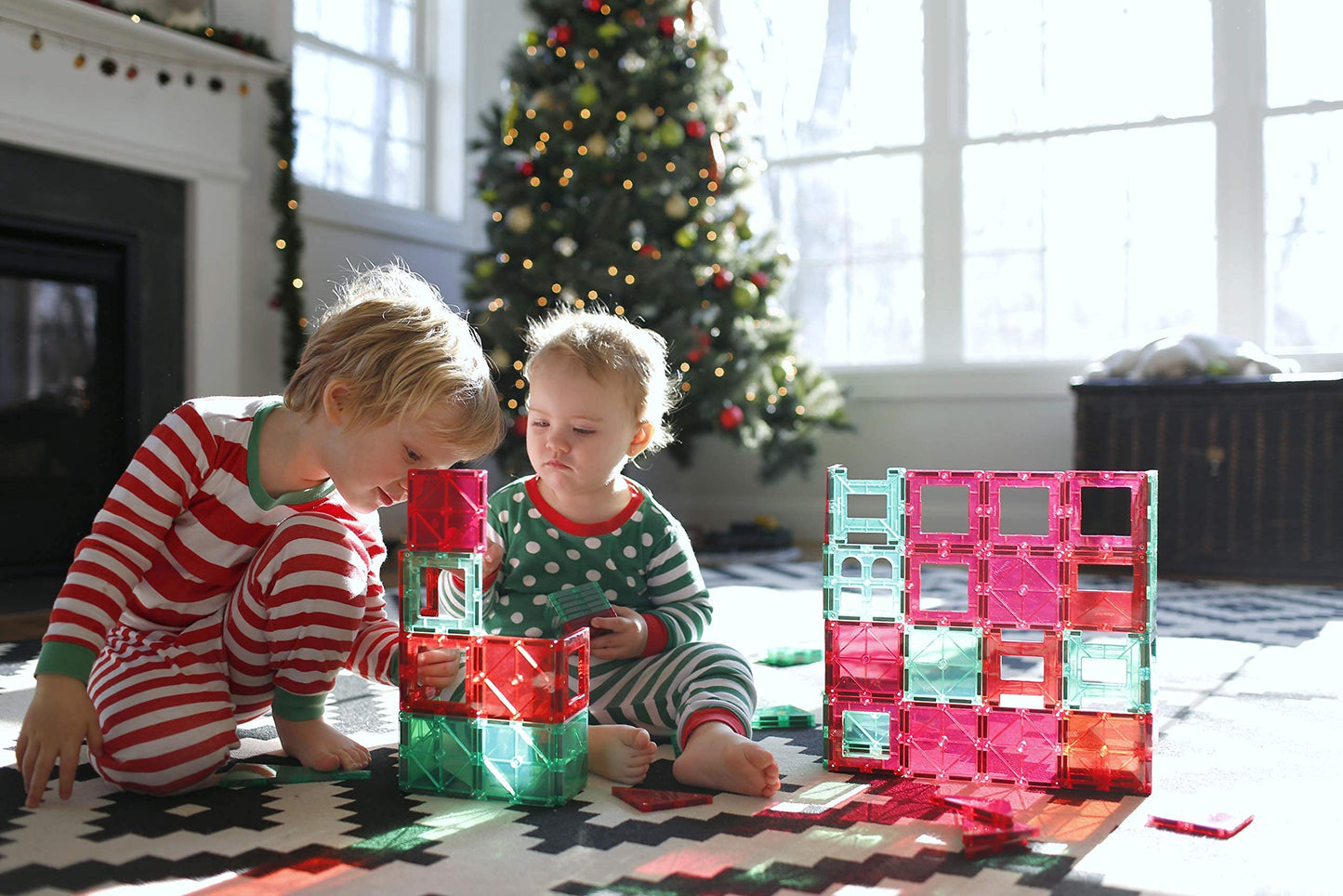 Playmags 150-Piece Magnetic Tiles Building Set – 3D Magnetic Blocks for STEM Learning