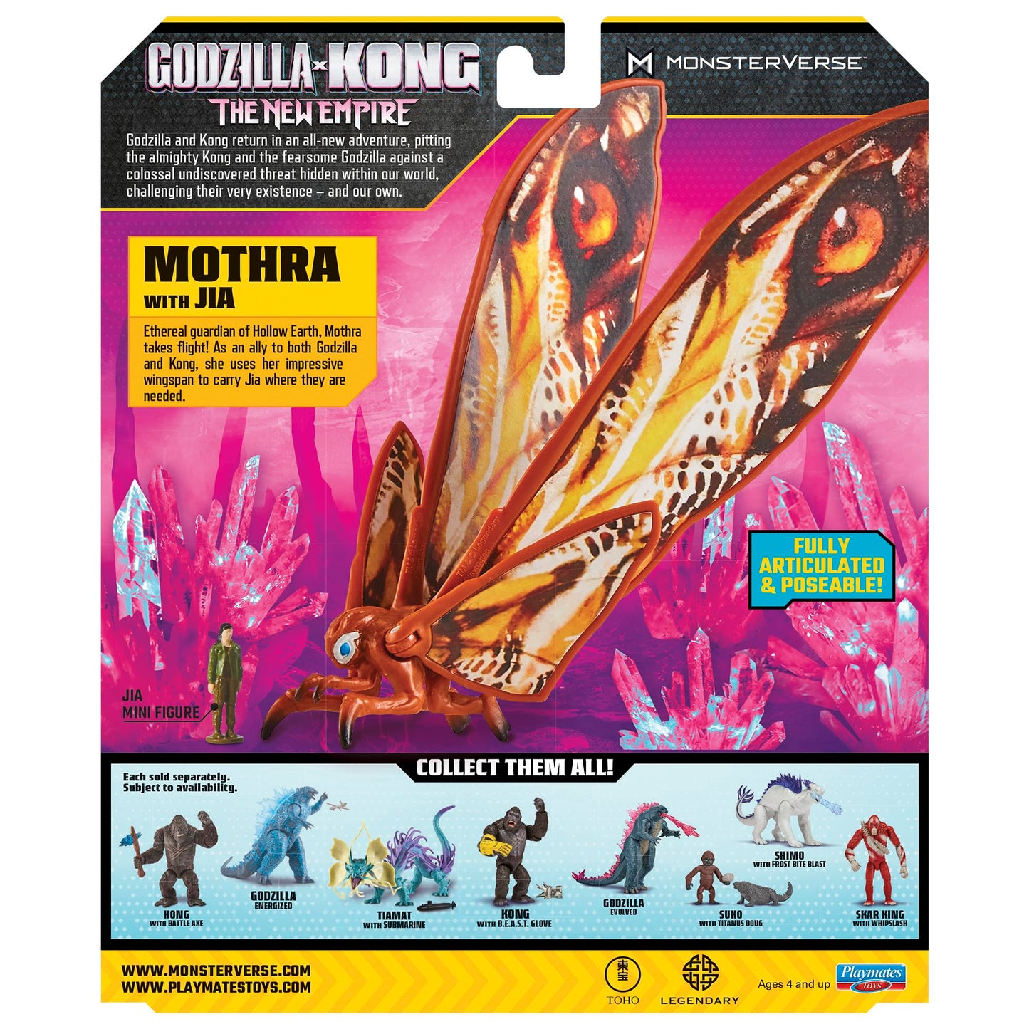 PlayMates Godzilla X Kong Monsterverse 6 Inch Action Figure – Mothra with Jia | Basic Series