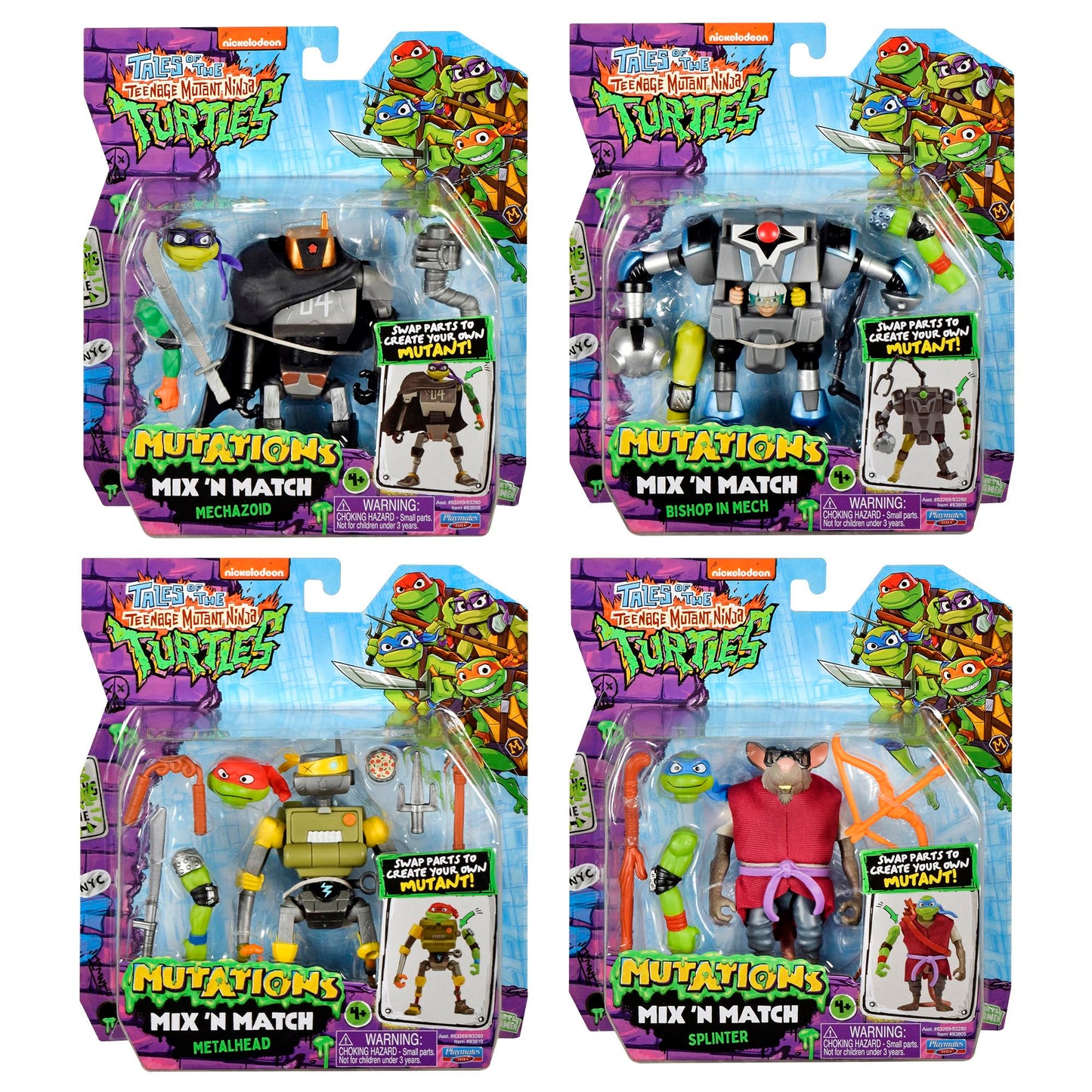 PlayMates TMNT Mix N Match Robots 4-Pack Bundle – Teenage Mutant Ninja Turtles Action Figures