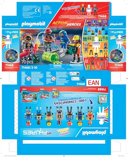 Playmobil My Figures Fire Brigade – 4 Firefighters, 70-Piece Kit