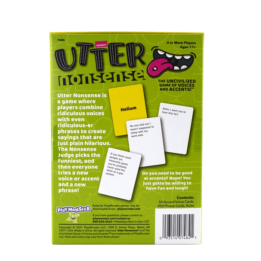 PlayMonster Utter Nonsense Naughty Edition — The Crazy Board Game of Voices and Accents (Ages 17+)