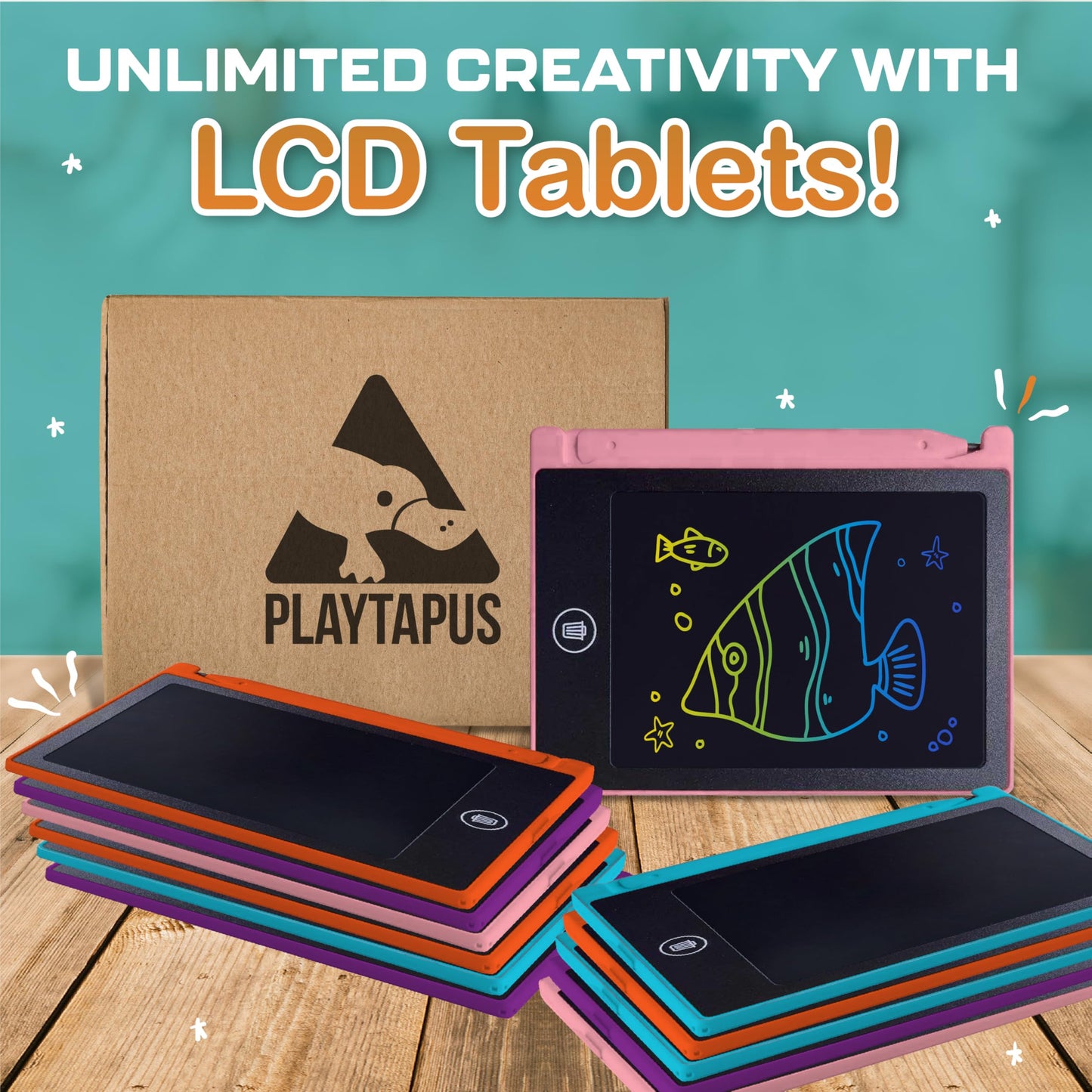 Playtapus Party Favor Mini LCD Writing Tablet for Kids – 12 Pack 4.5-Inch Drawing Boards