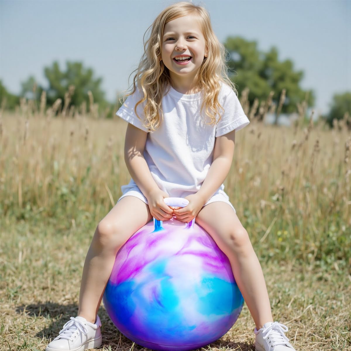 PlayZap 20-Inch Hopper Ball for Kids 6-12 – Durable Bouncy Ball with Handle