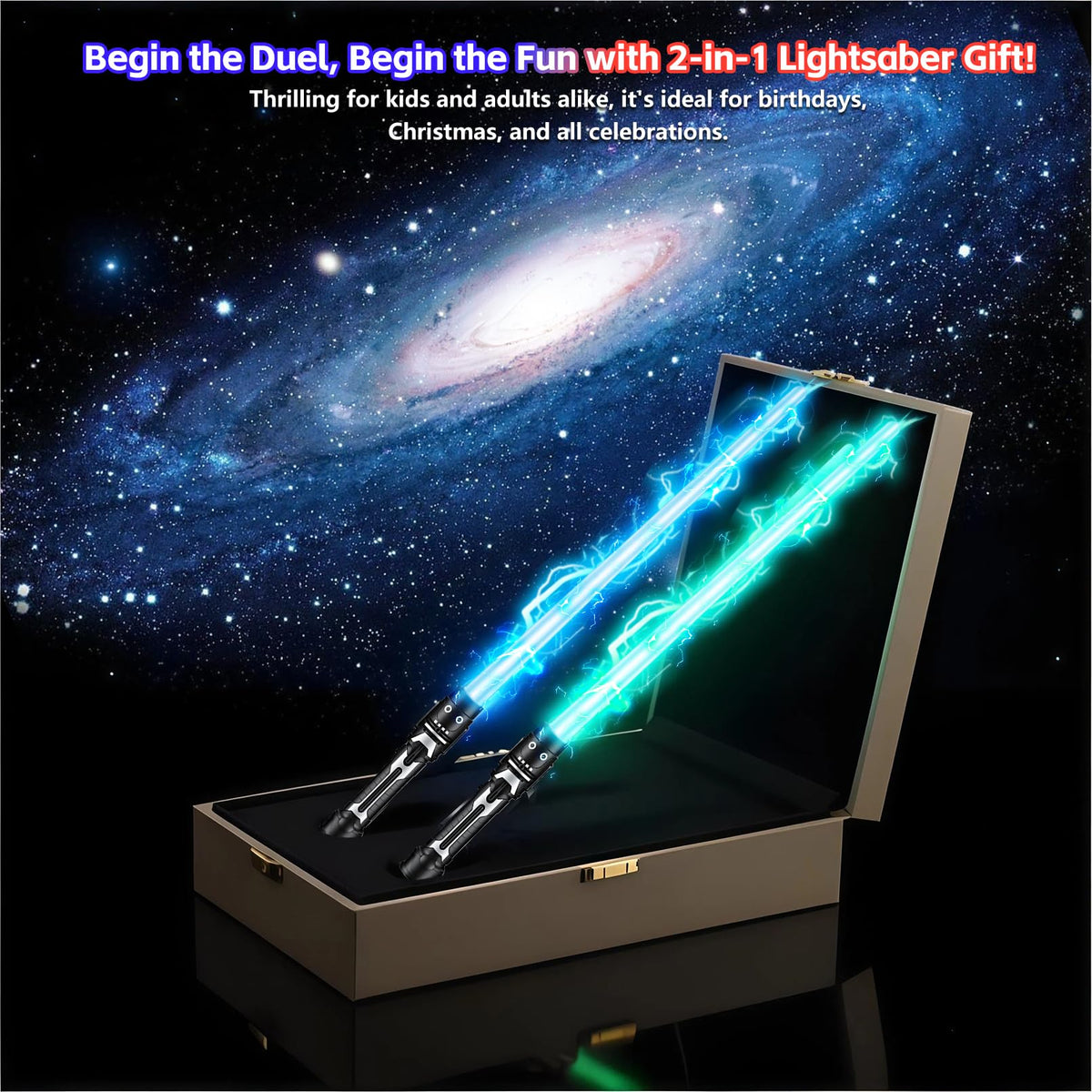 PLEASELIFT Light Up Sword – 2-in-1 Retractable Dual Saber, 8 Colors & FX Sound