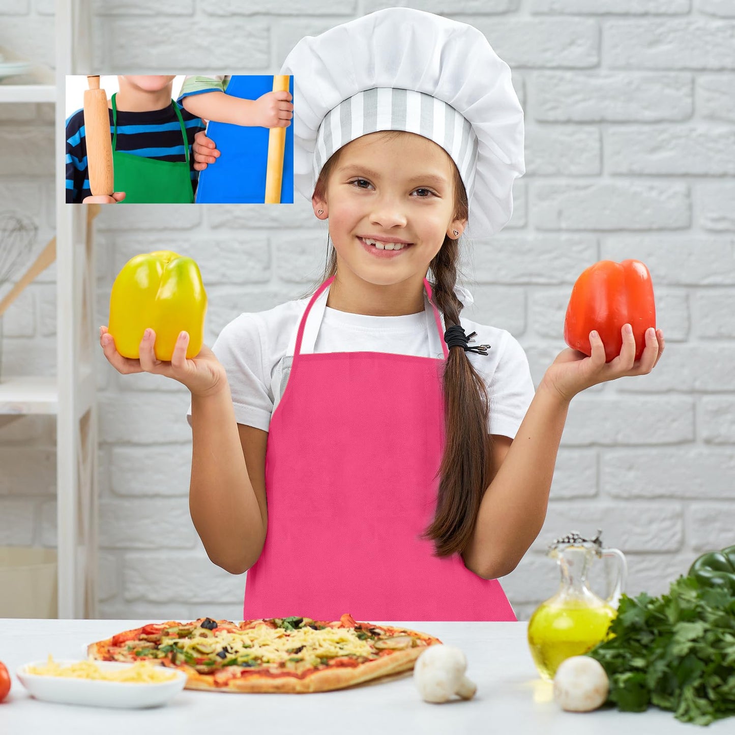 PLULON 8 Pcs Kids Apron Set – Painting & Craft Aprons, Non-Toxic, 13x19