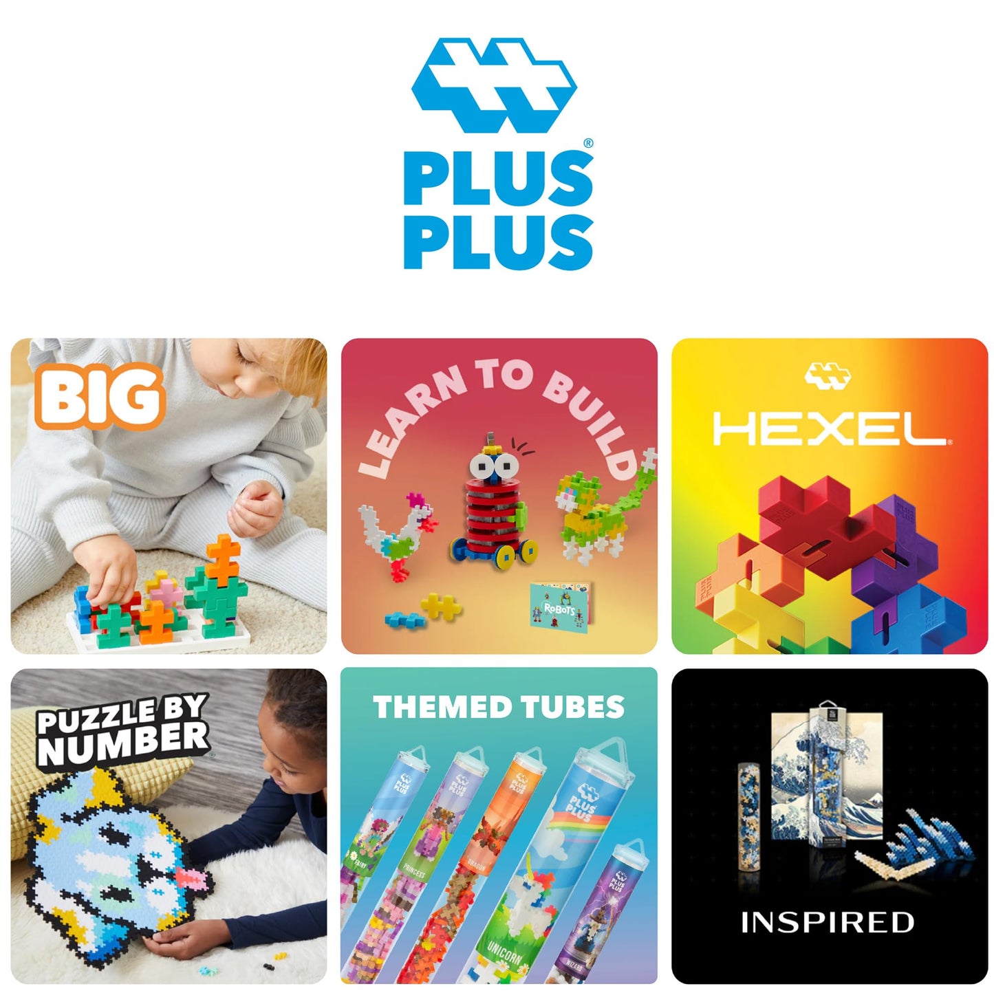 Plus Plus 70-Piece Interlocking Blocks for Kids | Open-Ended STEM Building Tub