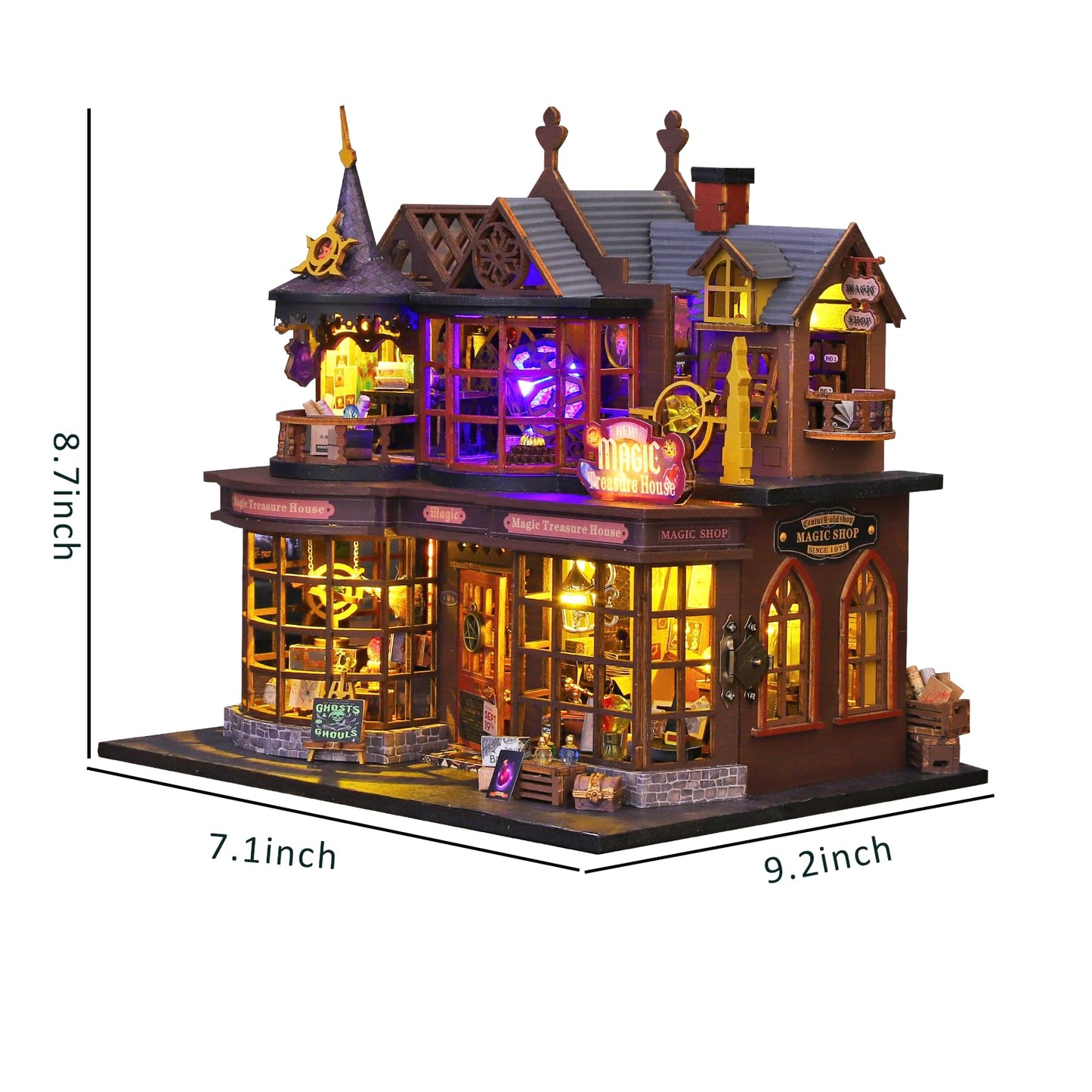 Plustopoy DIY Miniature House Kit – Open-Door Dollhouse & Book Nook Magic Model