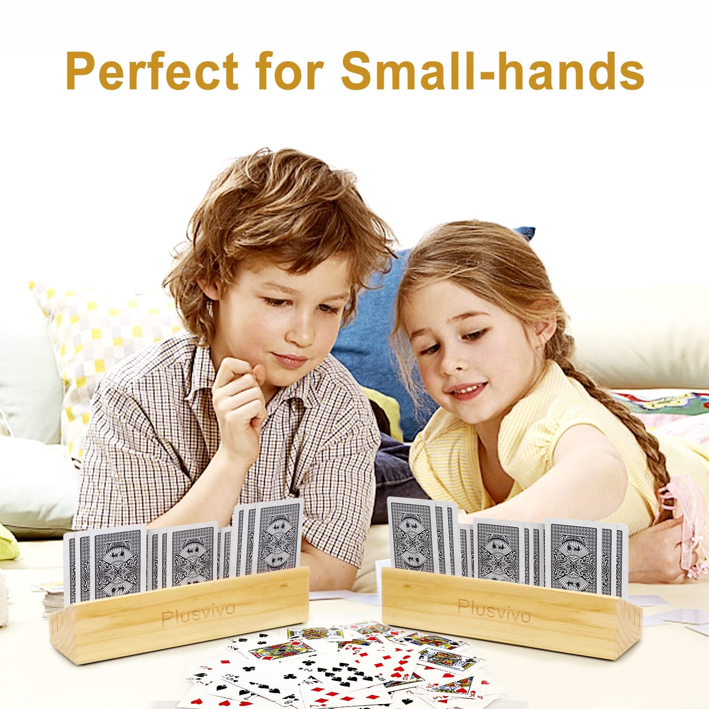 Plusvivo Pine Card Holders – 2-Pack for Playing Cards (9.84 x 3.15 x 2.28 in)
