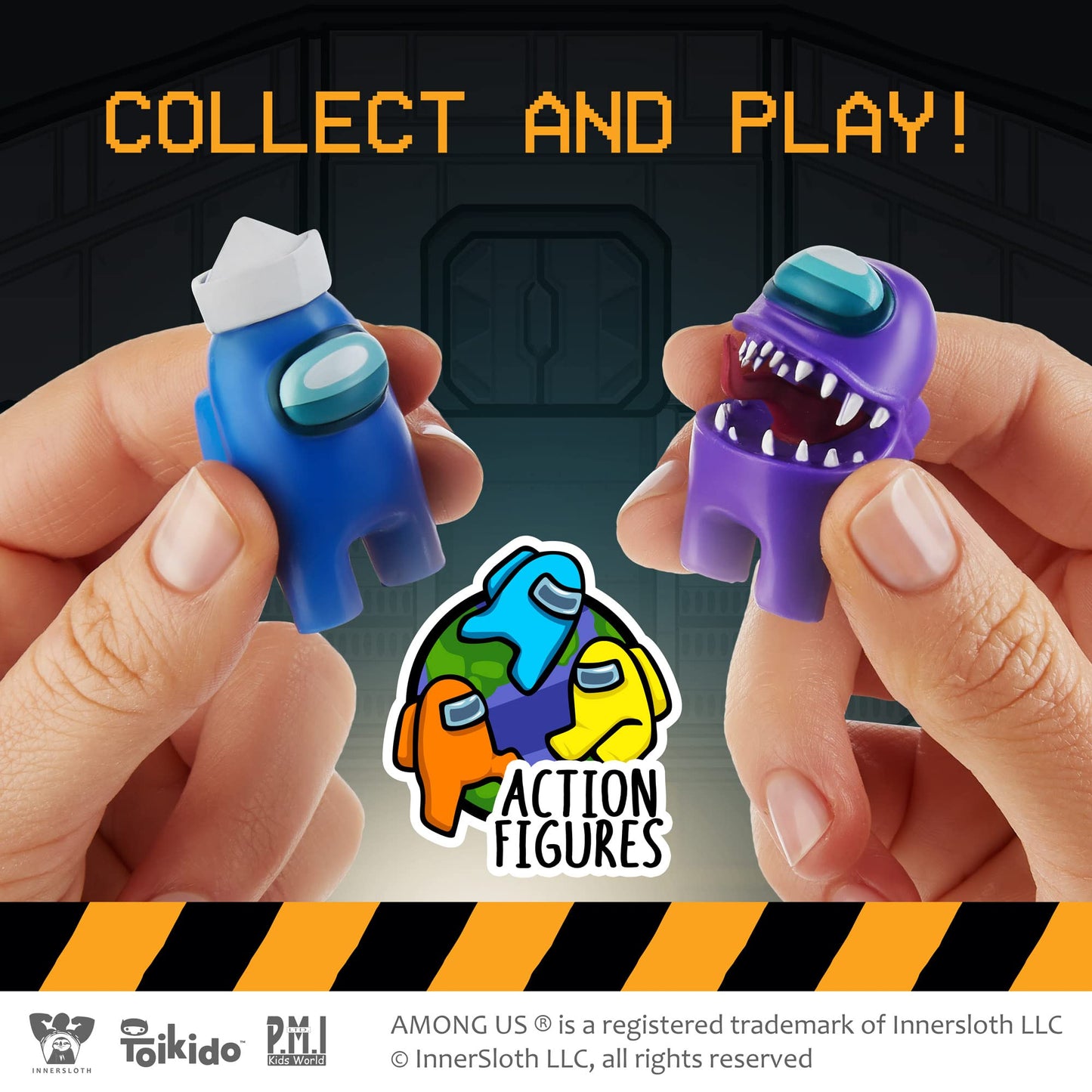 P.M.I. Among Us Crewmate Figures – 5 Toys + Hidden Impostor, 3 Hats