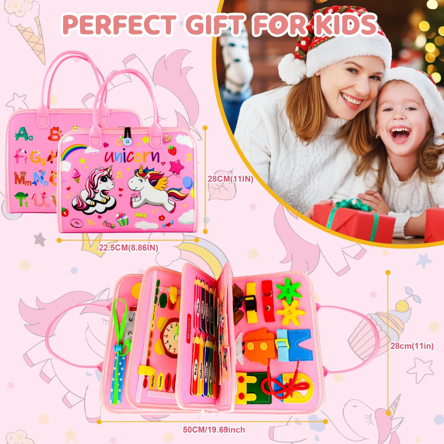 Pnooe Toddler Busy Board Montessori Toys – Educational Learning & Travel Activity Book