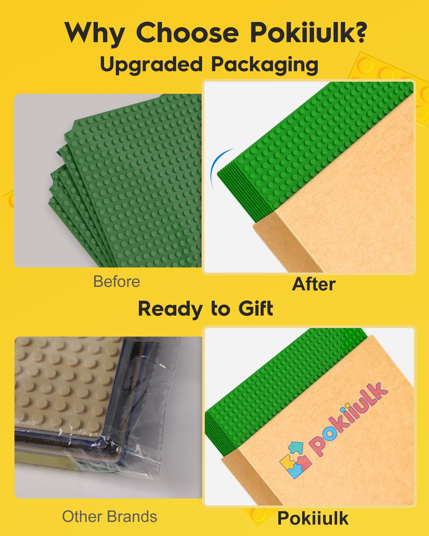 Pokiiulk 20 Baseplates – Classic Green 10x10 (32-Stud Grid)