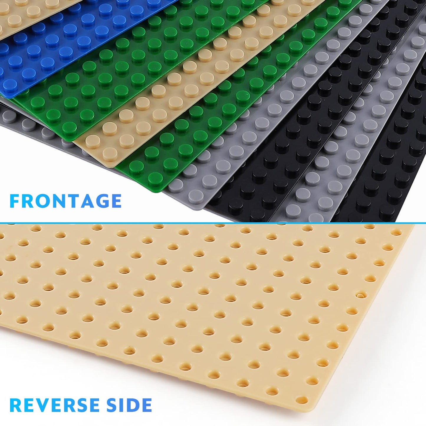 Pokiiulk Classic Baseplates – 10x10 Large Building Plates (Pack of 10) Compatible with All Major Brands