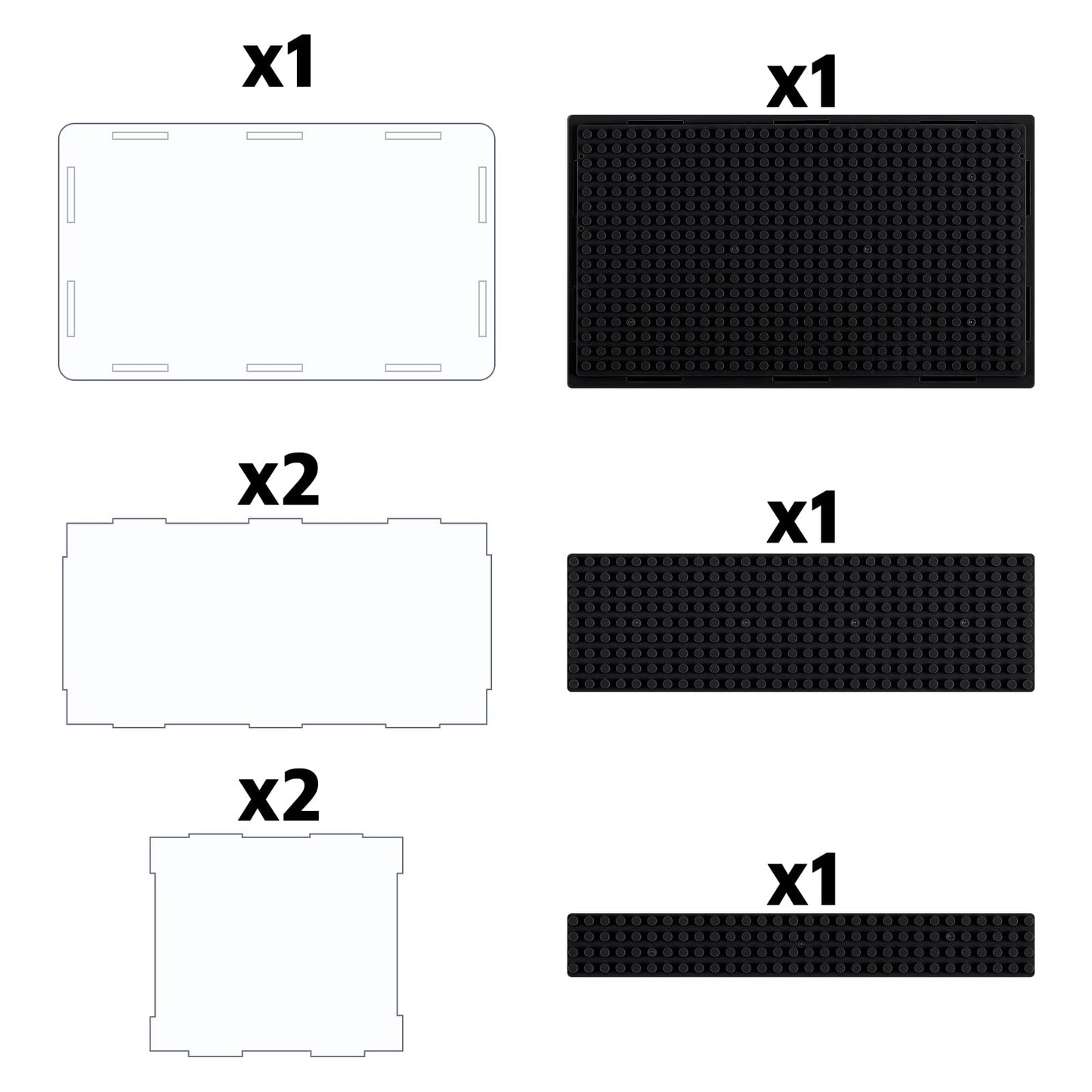 Pokiiulk Minifigure Display Case – 4-Box Acrylic Display with 3 Removable Stands (L, Black)