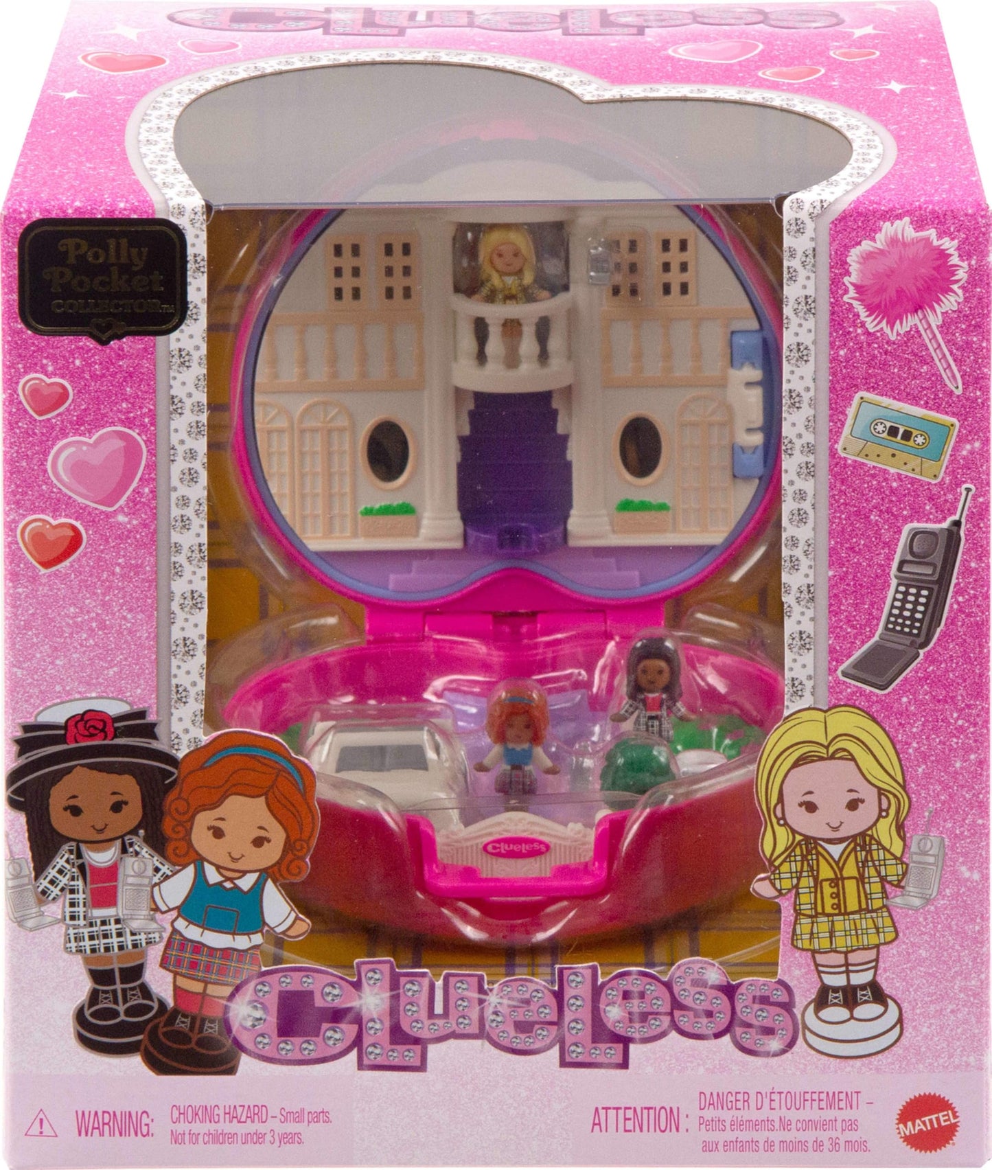 Polly Pocket x Clueless Collector Compact – Cher, Dionne & Tai with 5 Themed Accessories