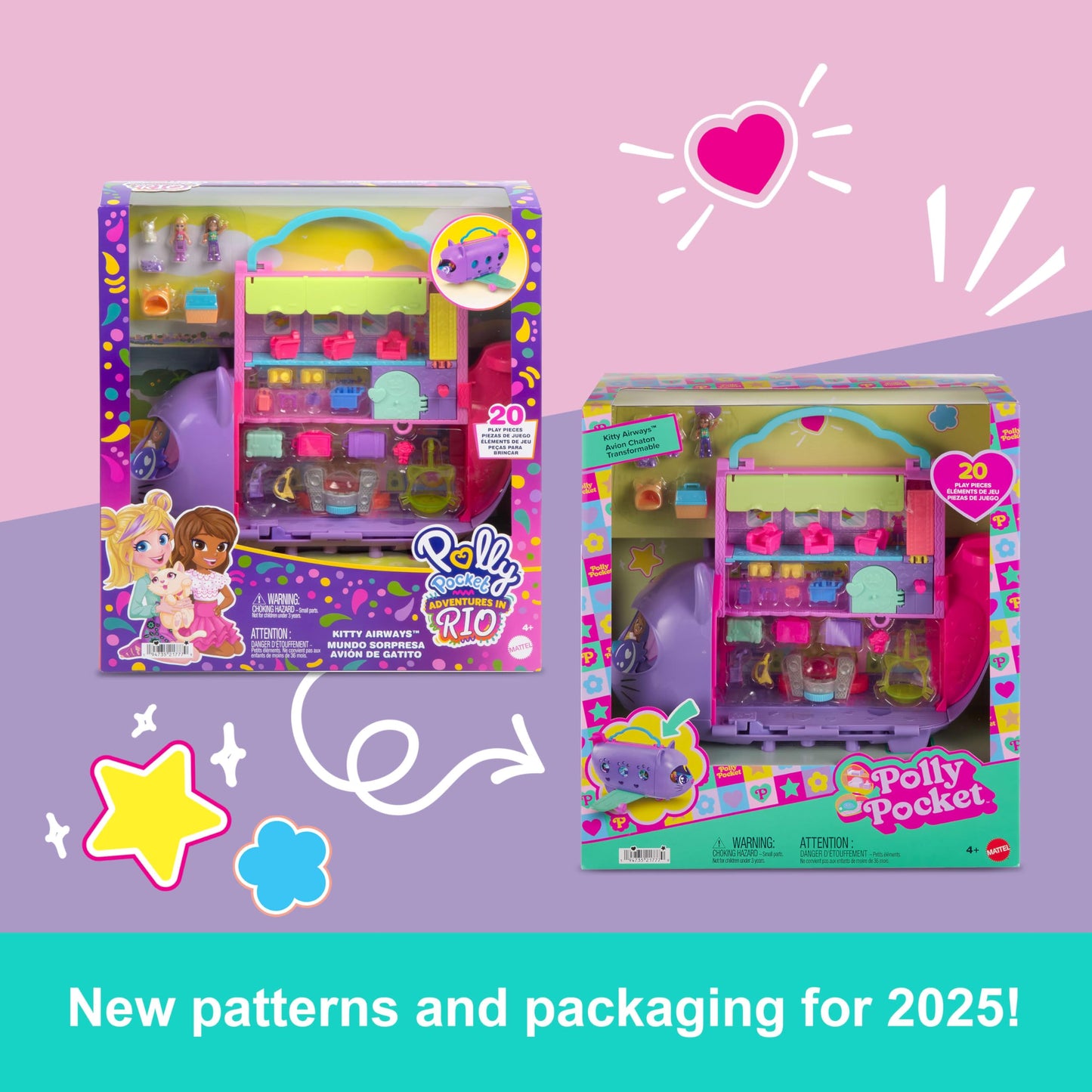 Polly Pocket Kitty Airways Playset – 2 Micro Dolls, Spinning Stage & 19 Accessories | Amazon Exclusive