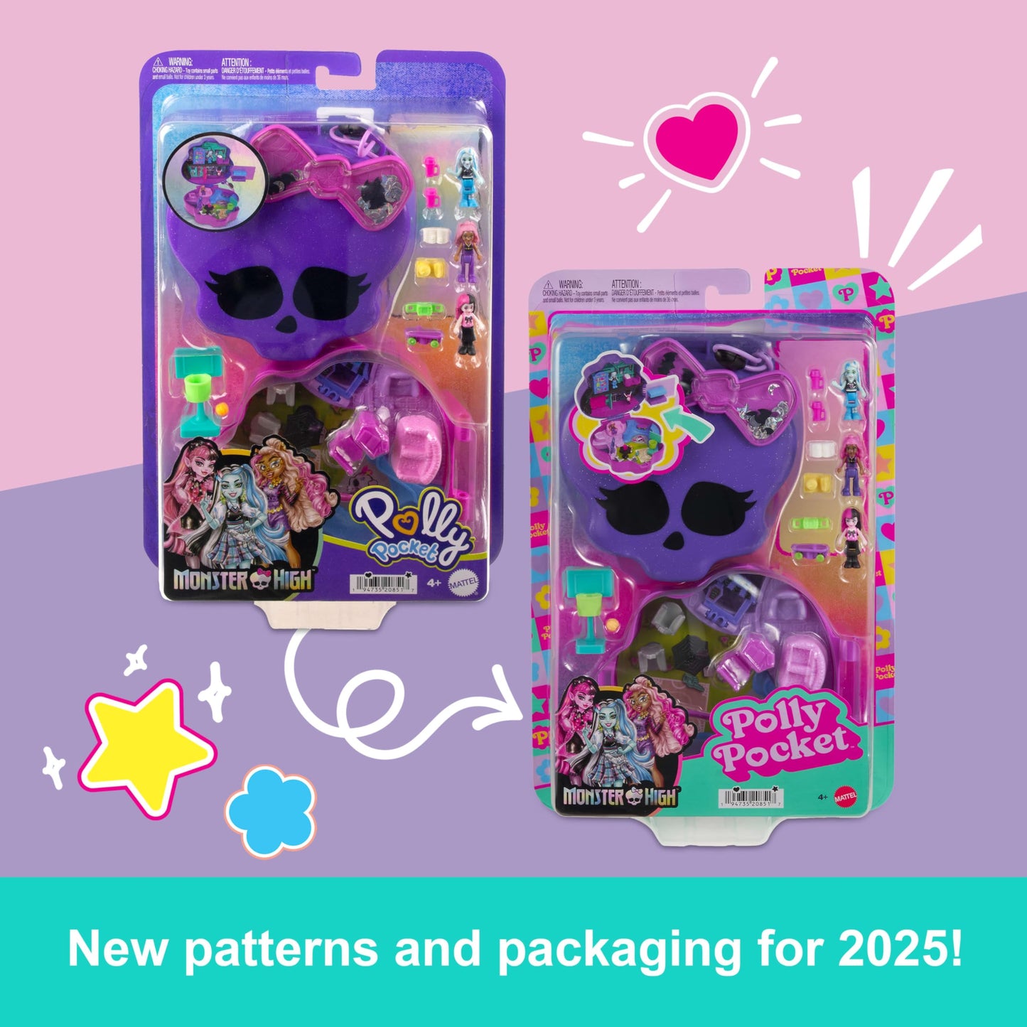 Polly Pocket Monster High Playset – 3 Micro Dolls & 10 Accessories