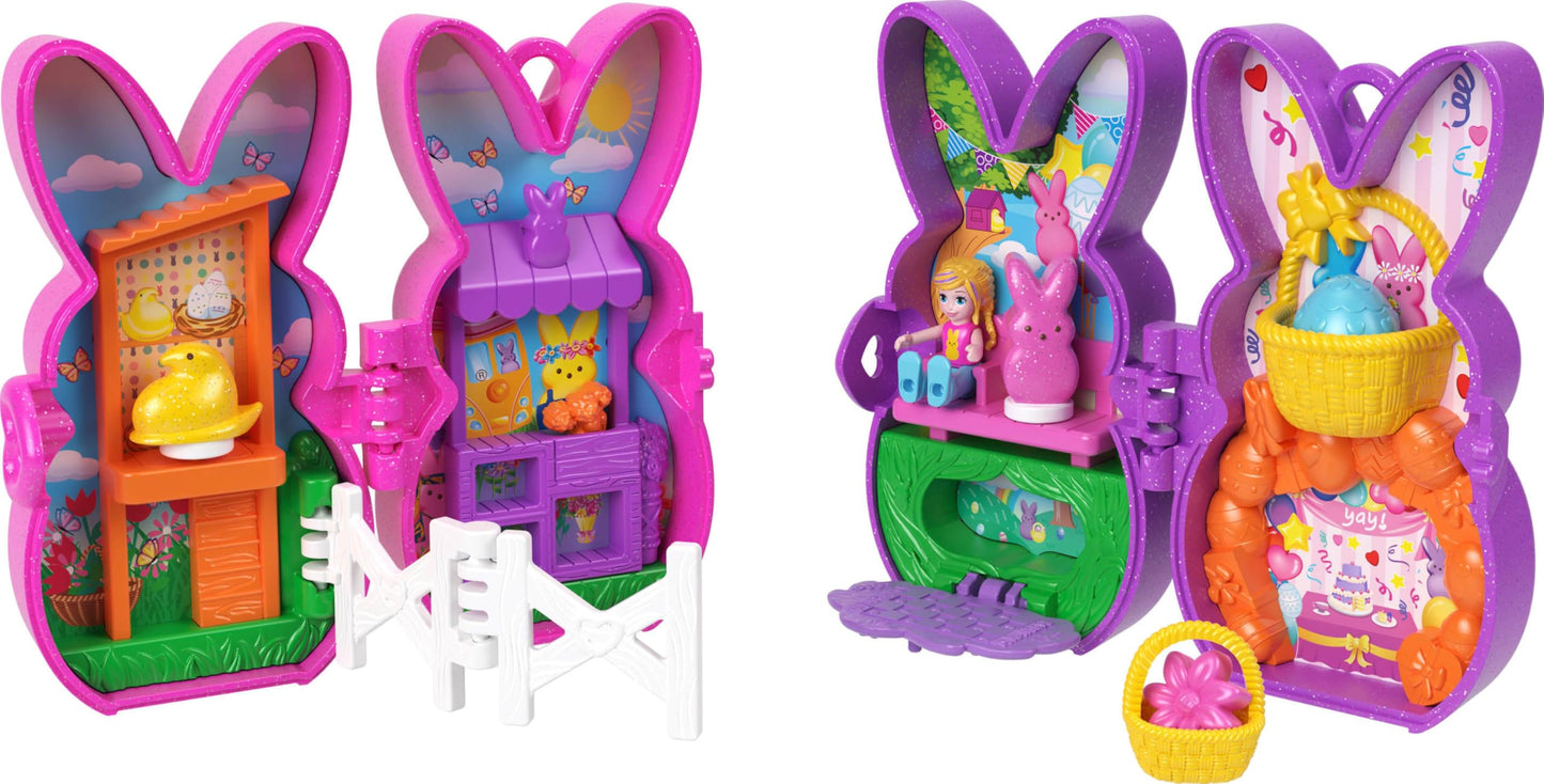 Polly Pocket x Peeps: 6 Micro Dolls & 2 Themed Playsets with 6 Accessories