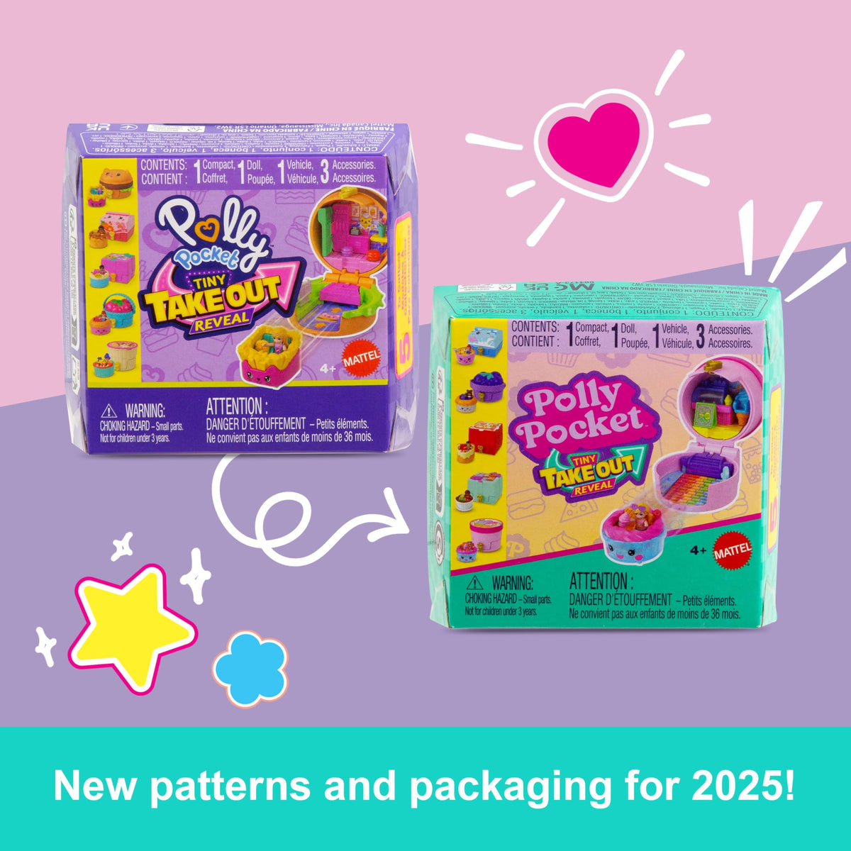 Polly Pocket Tiny Take Out Reveal: Food-Themed Vehicle Compacts & Dolls