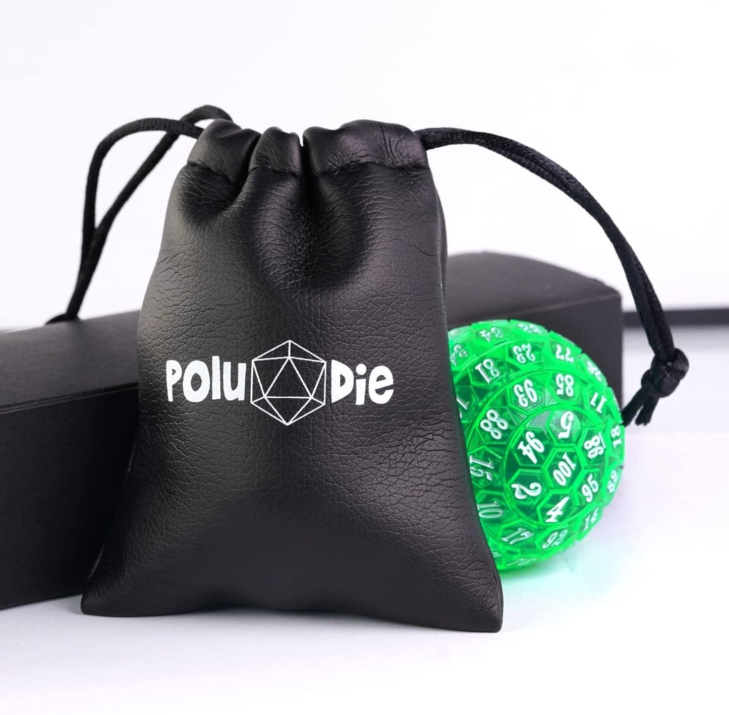 Poludie 100-Sided Polyhedral Dice (D100) – Transparent Purple with Blue Numbers, Includes Black Leather Pouch