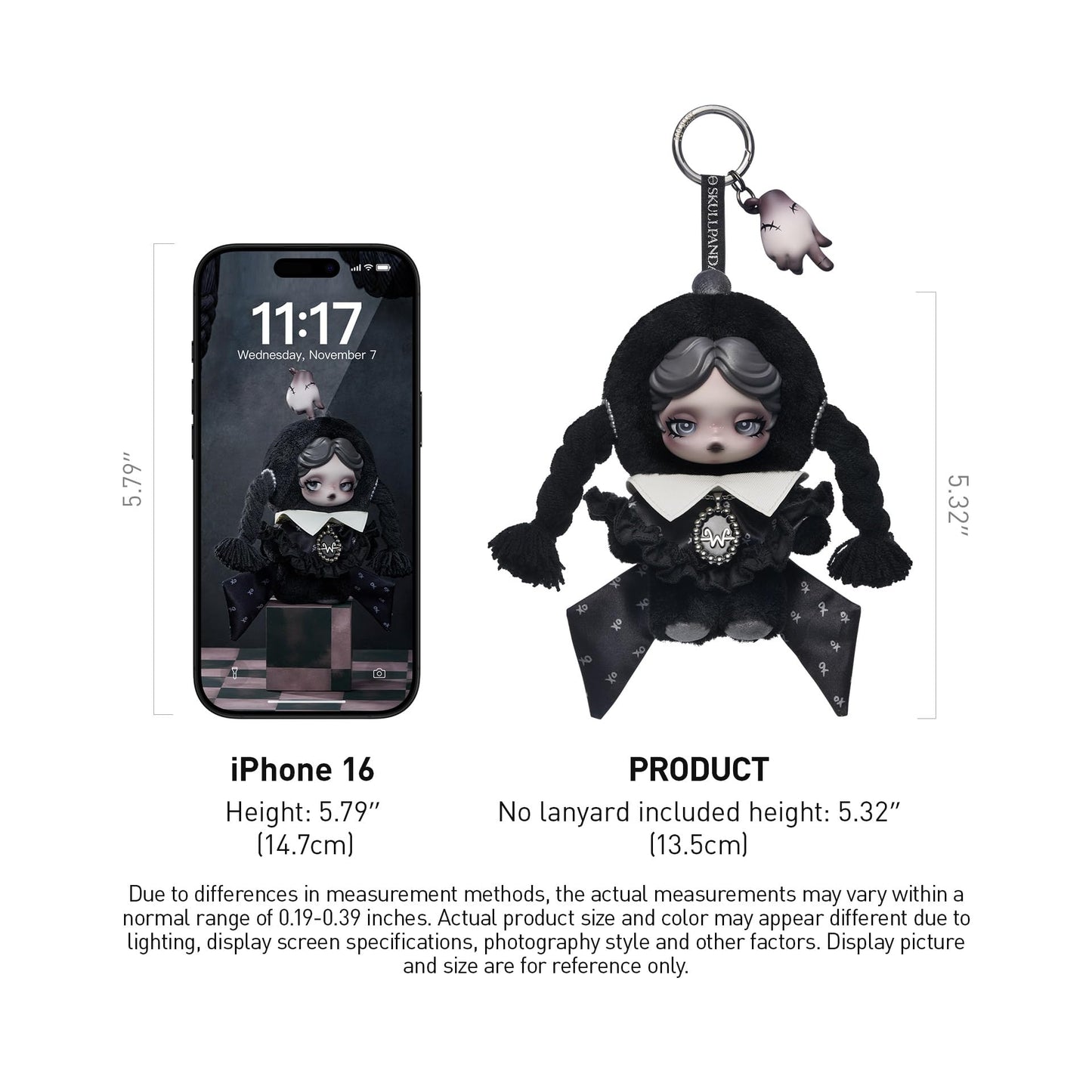 POP MART Skullpanda × Wednesday Plush (Classic Dress Version) – Collectible Toy Charm