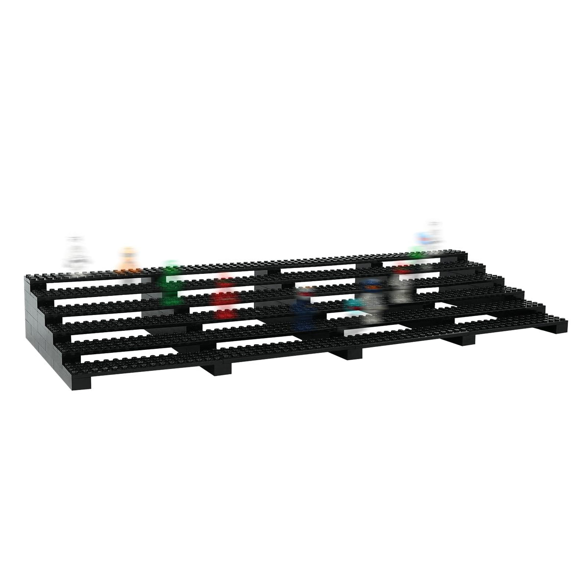 Popbricks 4-in-1 Large Minifigure Display Stand — Holds Up to 100 Figures | Stackable Organizer (Black)