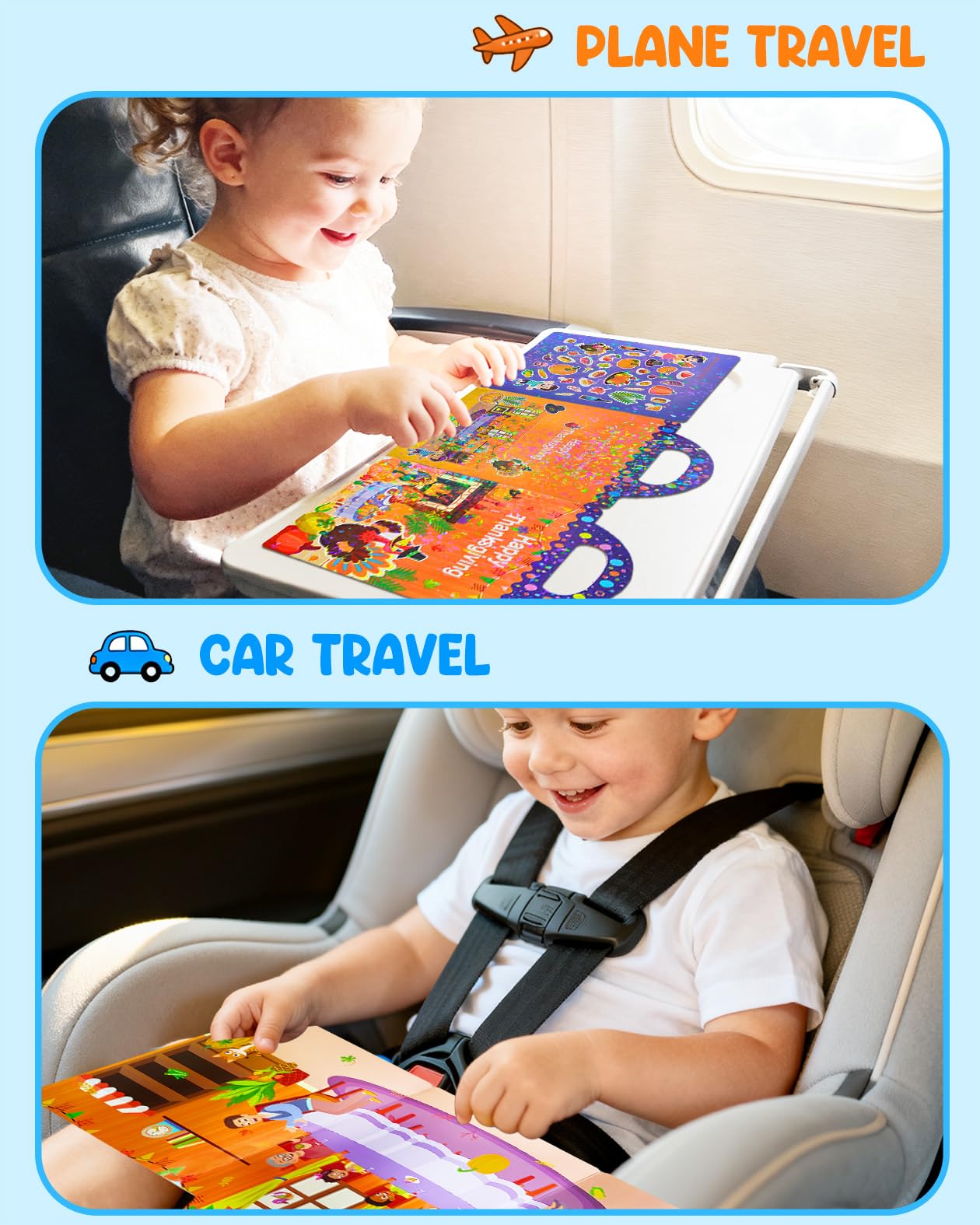 Popokeegoo Reusable Sticker Book for Kids – Thanksgiving Theme, Travel-Friendly, Waterproof 3D Stickers