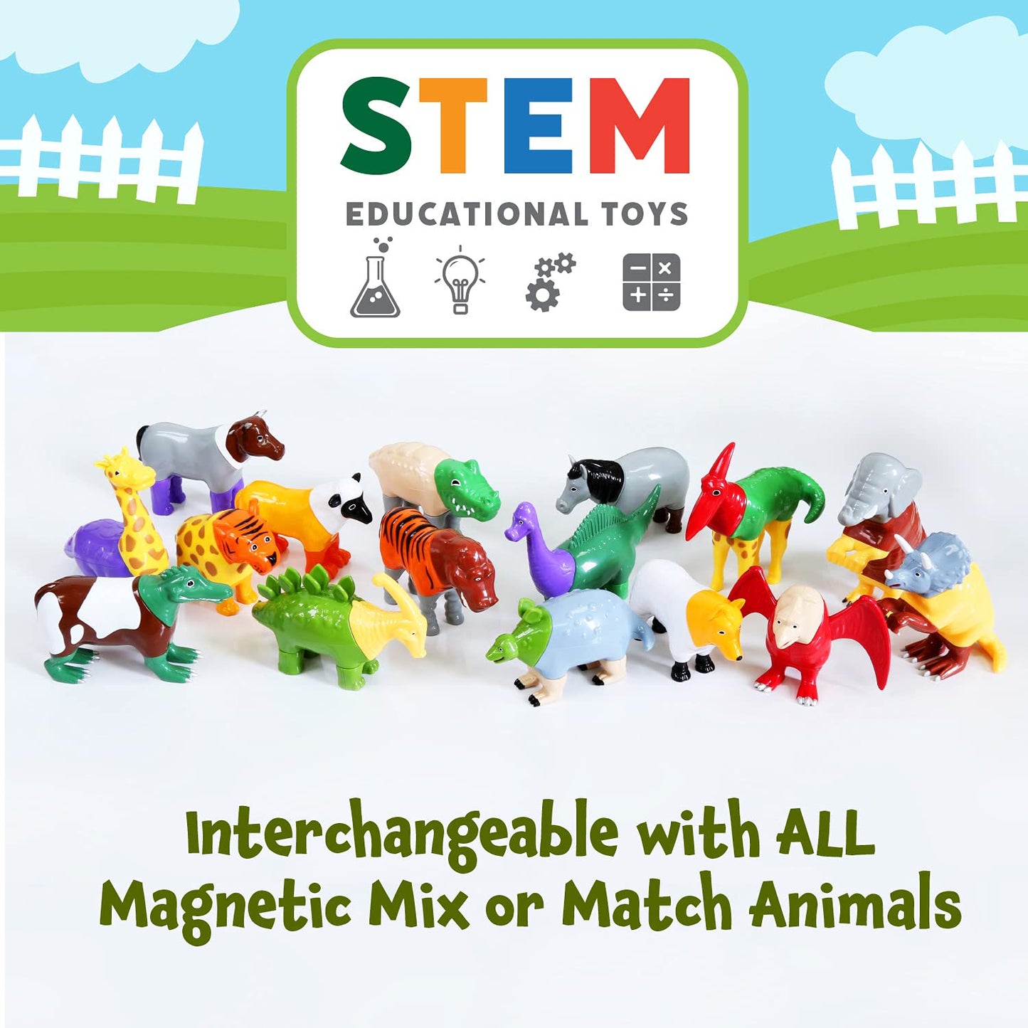 Popular Playthings Magnetic Animals for Toddlers – Mix & Match Farm Toys (Set of 4)