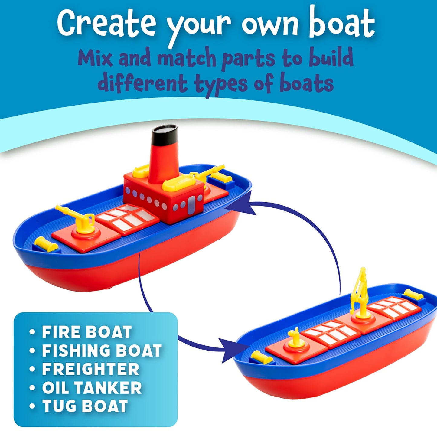 Popular Playthings Magnetic Build-a-Boat High Seas Play Set – Waterproof Bath Toys for Kids 3+