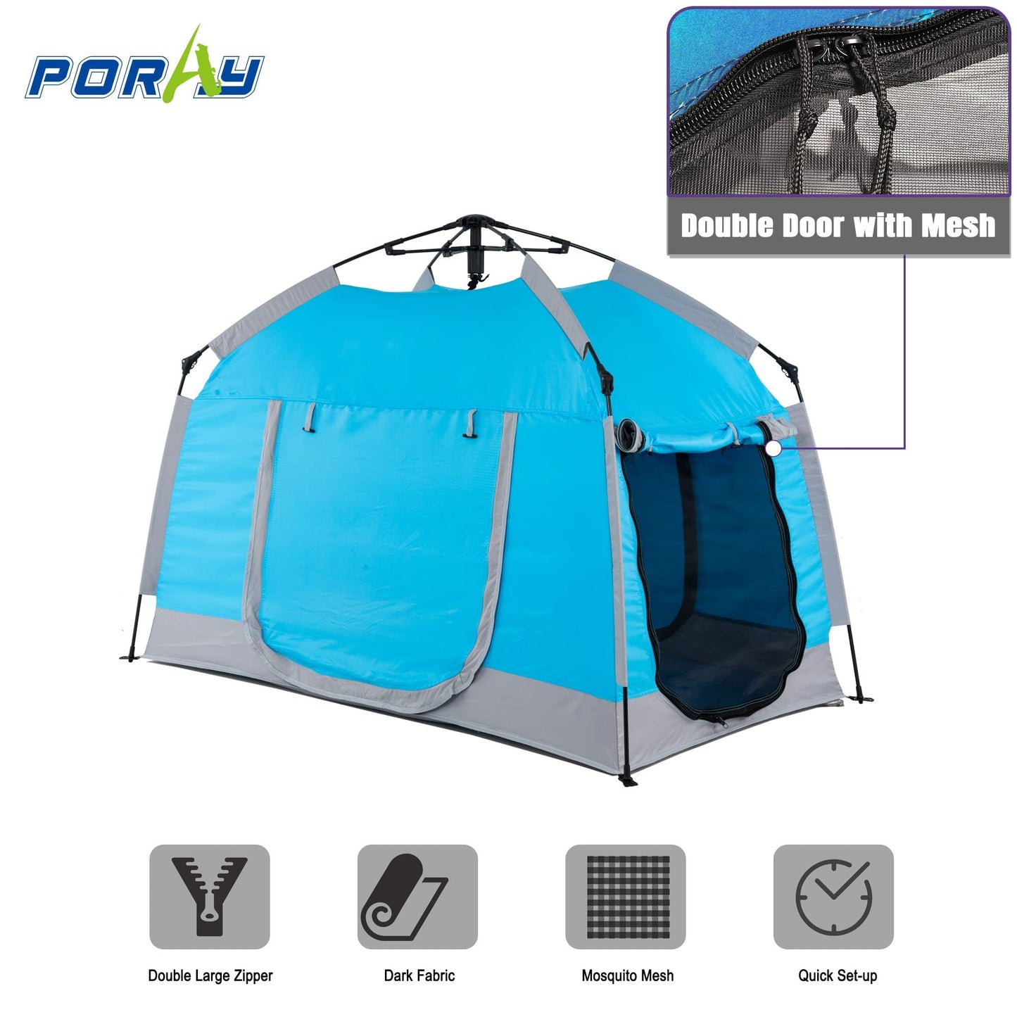 porayhut Easy Set Up Kids Playhouse with LED Light Strip – Portable Private Play Tent