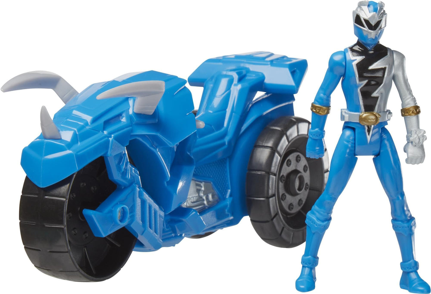 Power Rangers Dino Fury Rip N Go Tricera Battle Rider with Blue Ranger – 6-Inch Vehicle & Figure (Ages 4+)