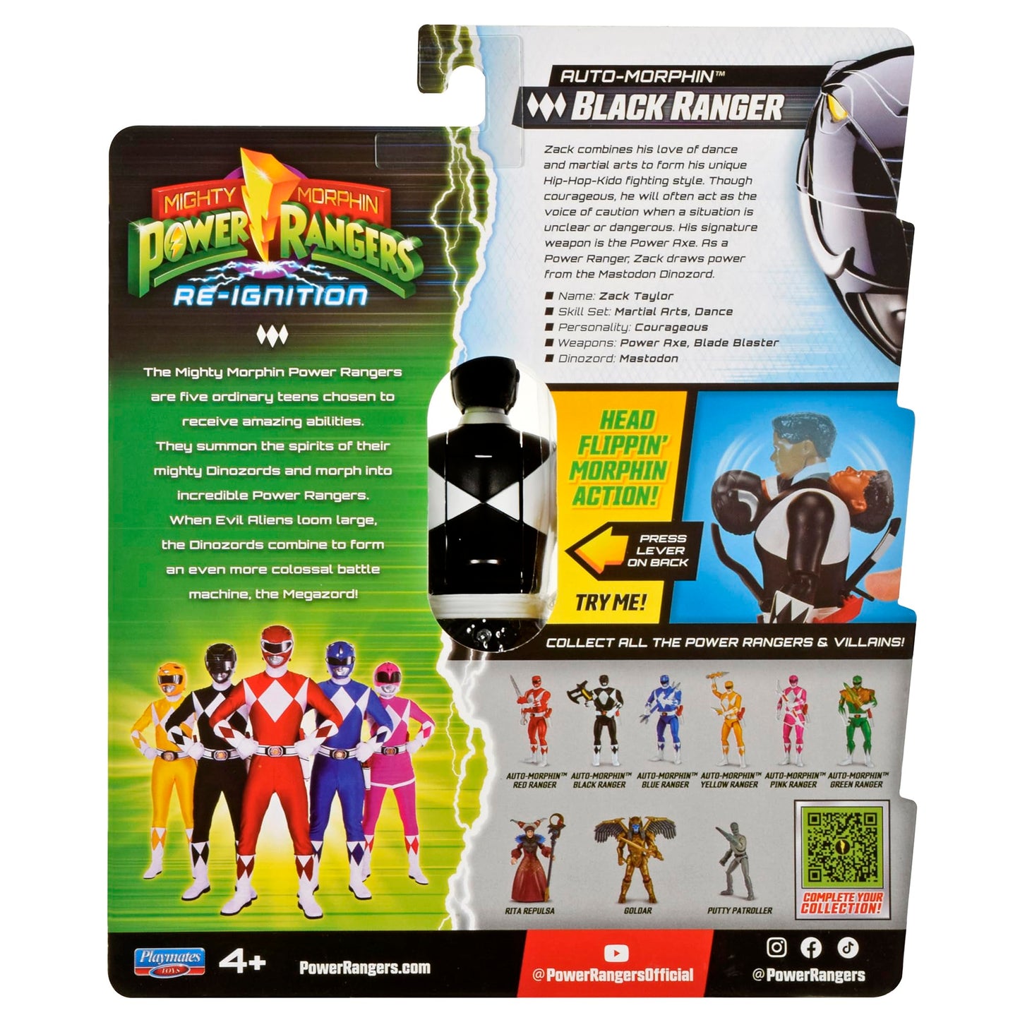 Power Rangers Mighty Morphin Re-Ignition Auto-Morphin Black Ranger Action Figure by Playmates Toys
