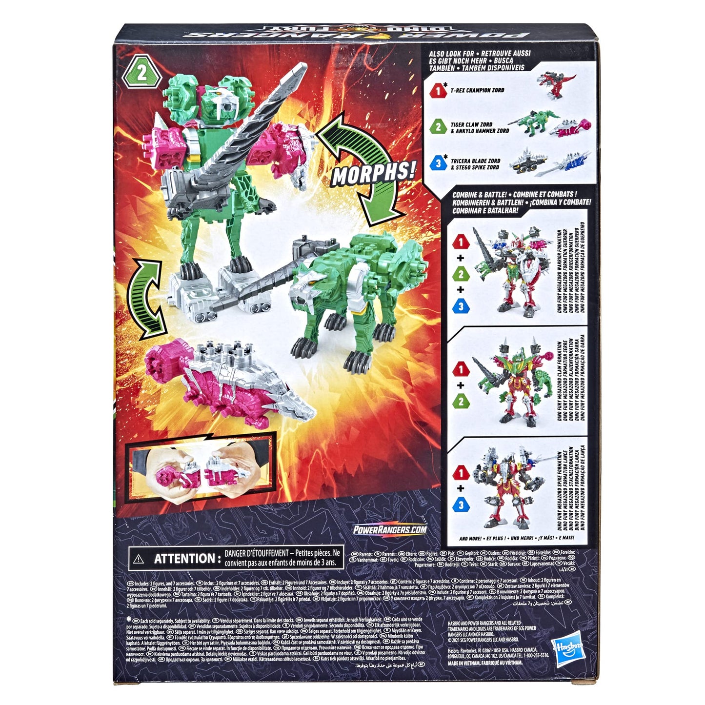 Power Rangers Dino Fury Pink Ankylo Hammer Zord & Green Tiger Claw Zord – Zord Link Build System