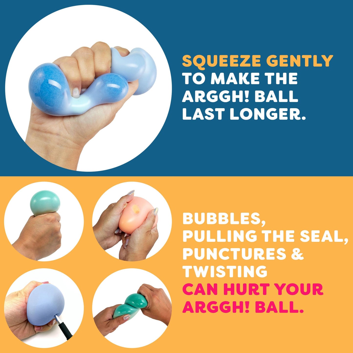 Power Your Fun Arggh Calm Mini Stress Balls – 3-Pack Color-Changing Fidget Toys