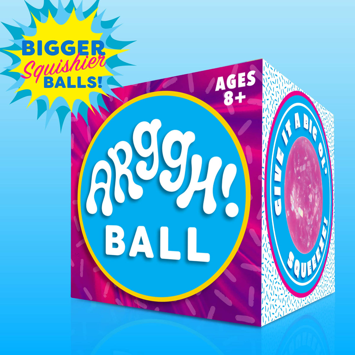 Power Your Fun Arggh Glitter Stress Ball – Medium Pink Fidget Toy for Kids & Adults