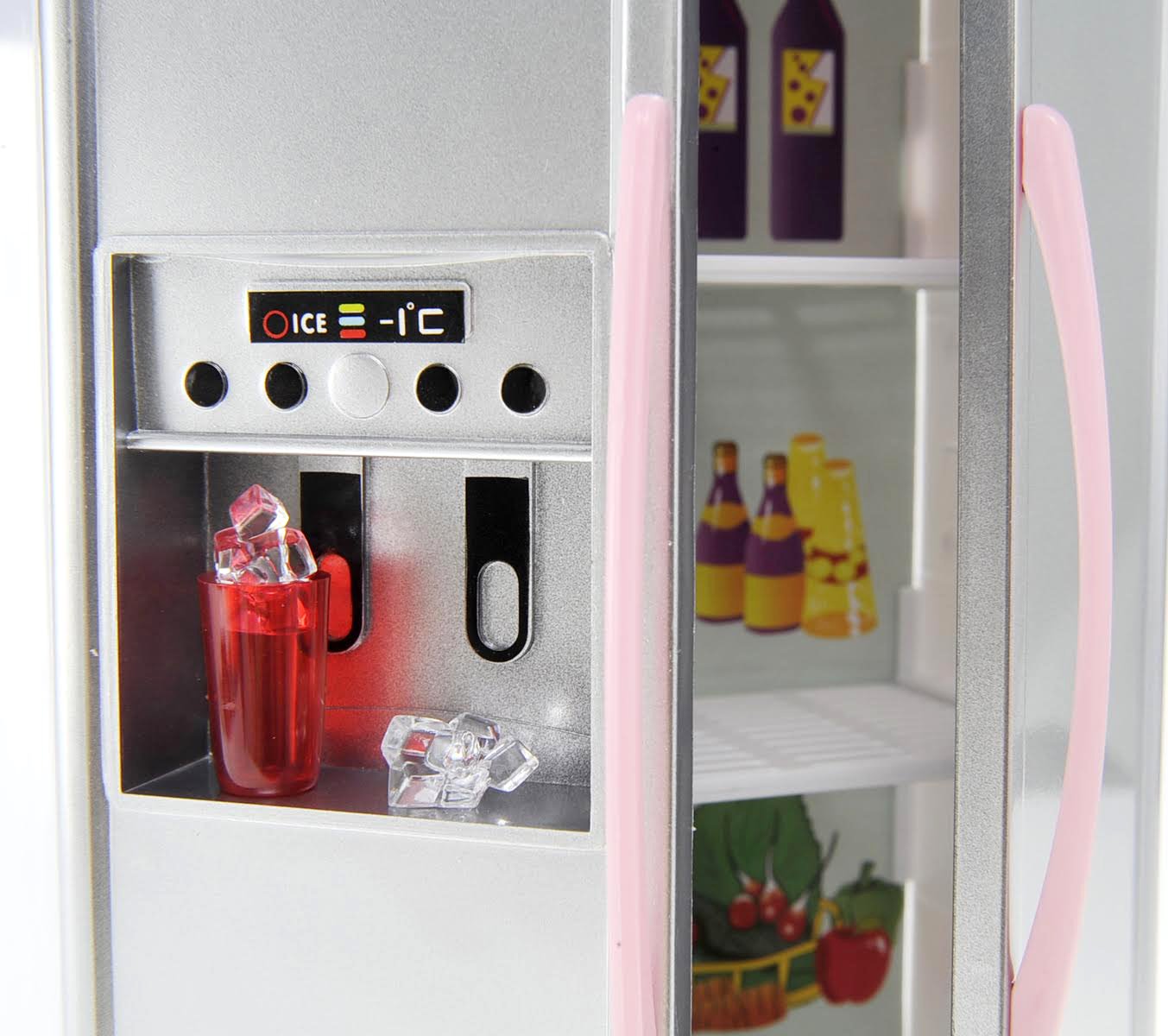 PowerTRC Doll Kitchen Play Set – Pink 4-in-1 Mini Kitchen with Realistic Light & Sound