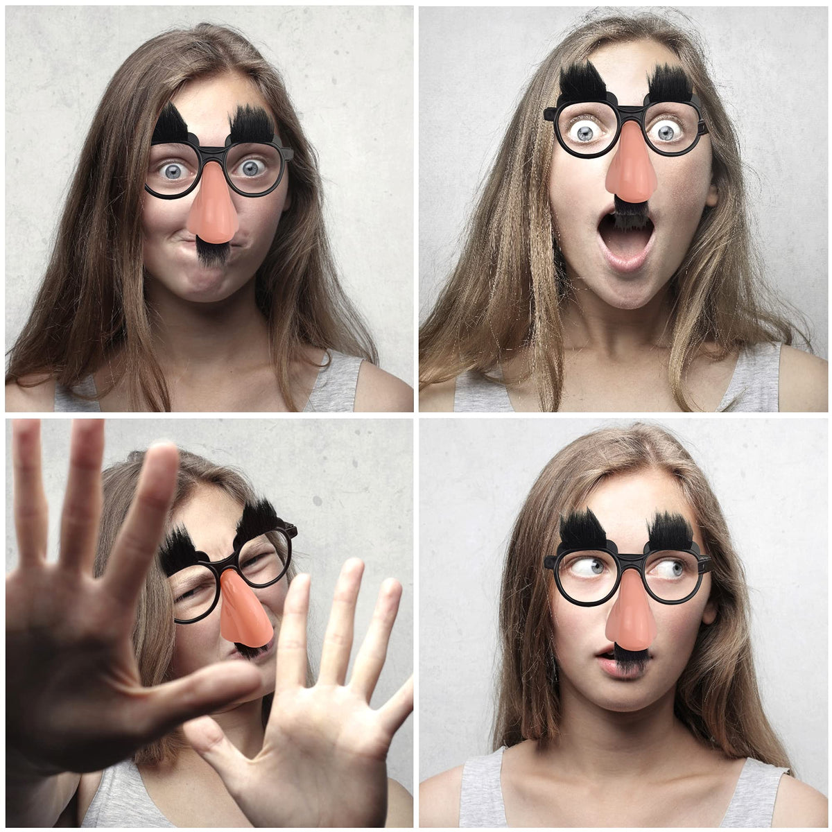 PPXMEEUDC 6 Pcs Disguise Glasses – Funny Nose, Eyebrows & Mustache Party Favors