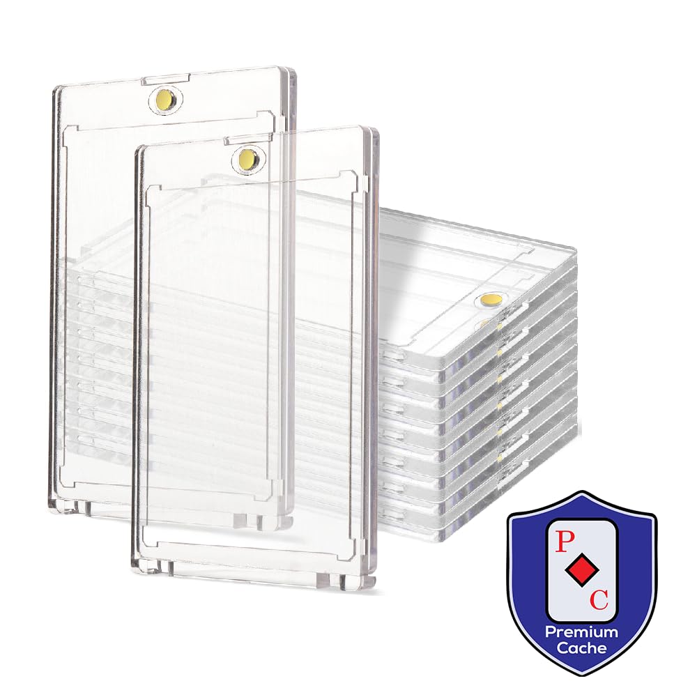 Premium Cache Magnetic Card Holders — 35pt, 100 Count, Clear Acrylic One-Touch Case