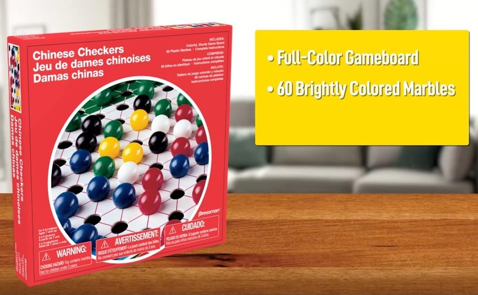 Pressman Chinese Checkers – Classic Strategy Board Game for 2-6 Players | Ages 7+