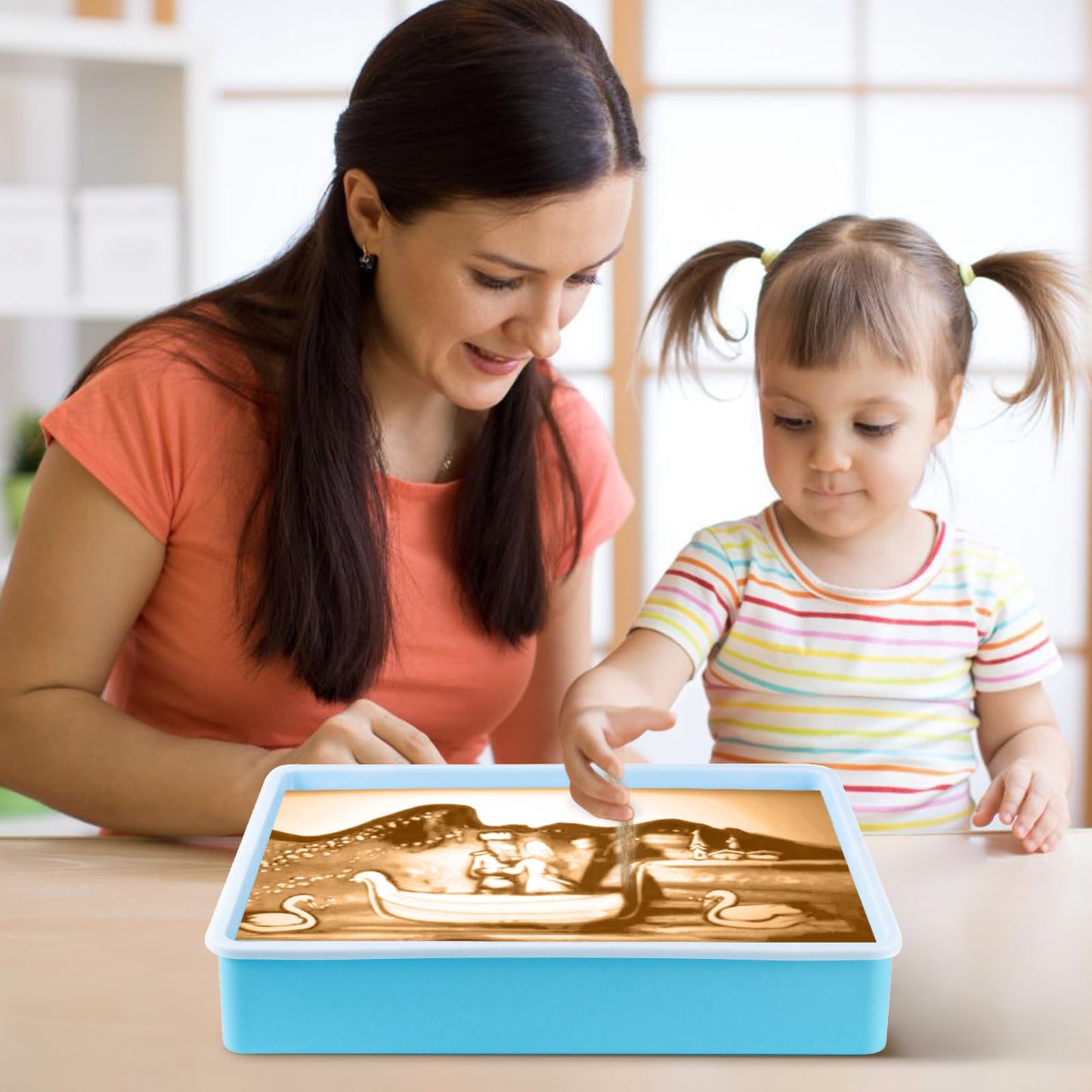 PreTrans Sand Painting Light Box – Kids Light Table with 3 Color Temperatures & 10 Brightness Levels (Purple)