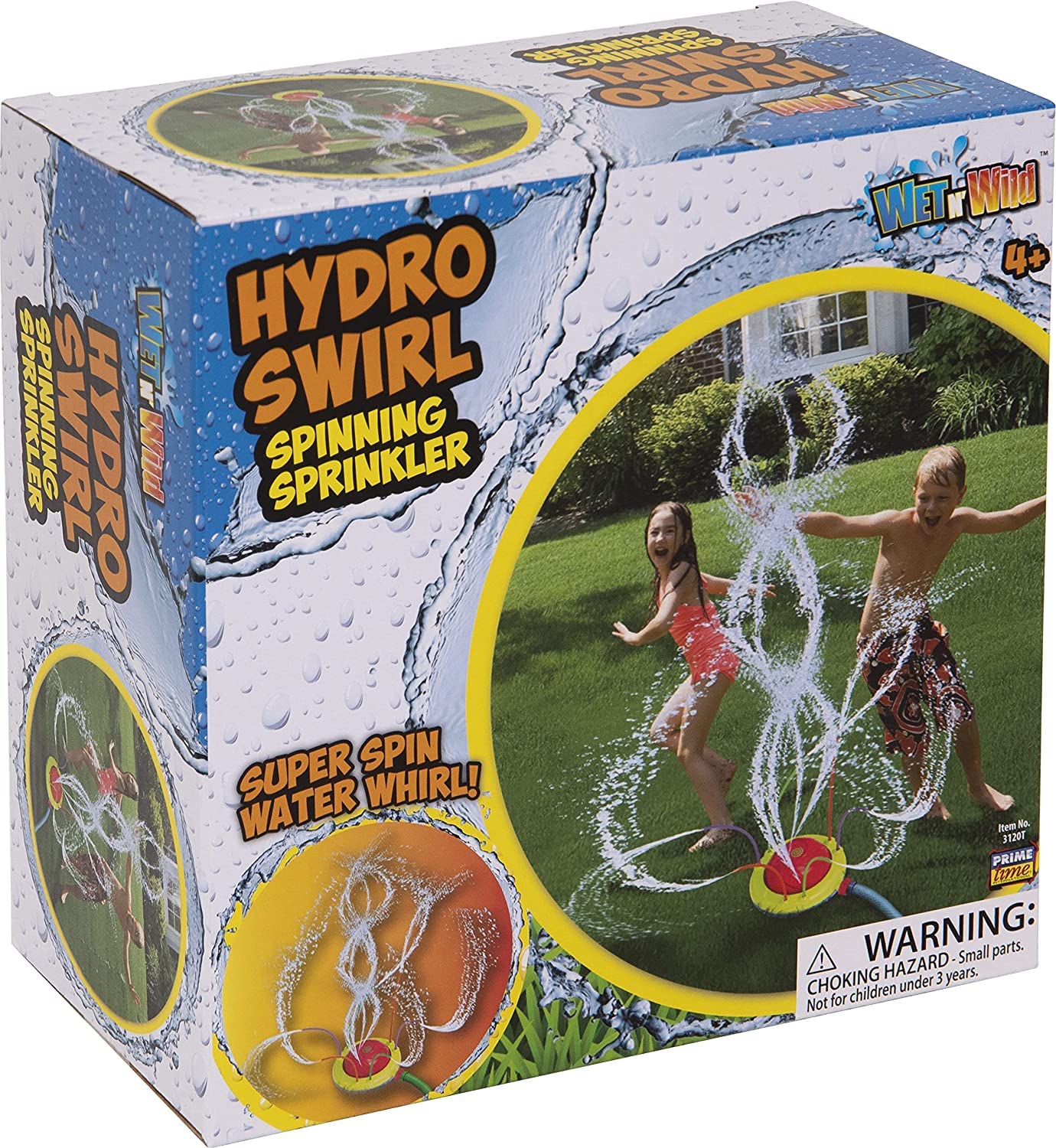 Prime Time Hydro Swirl Spinning Sprinkler – Backyard Water Fun (Color May Vary)