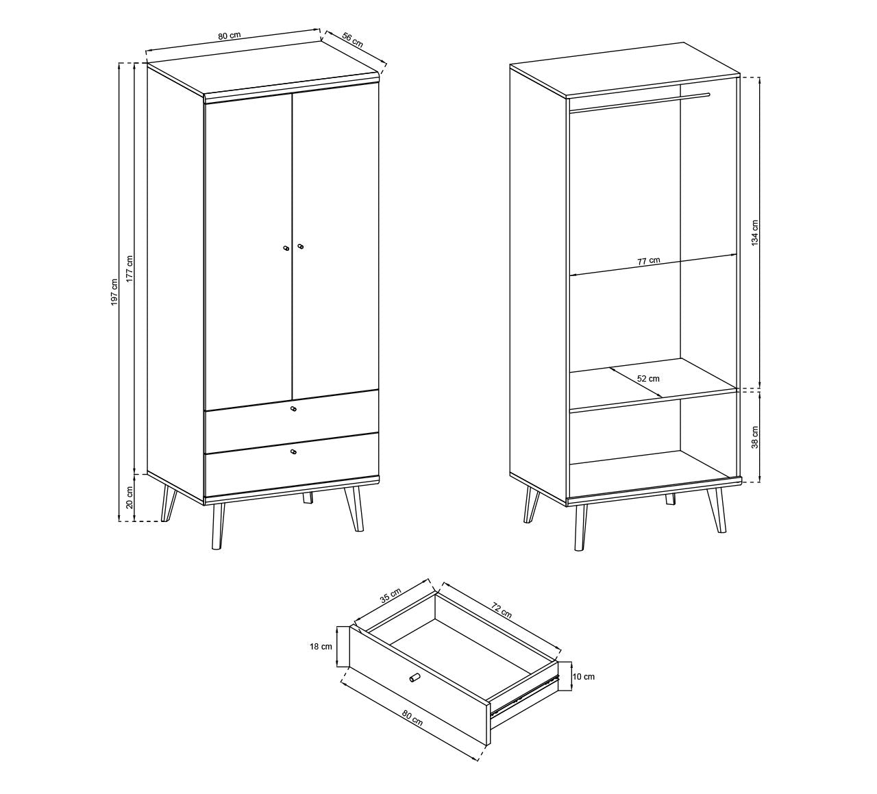 Primo 2 Door Wardrobe