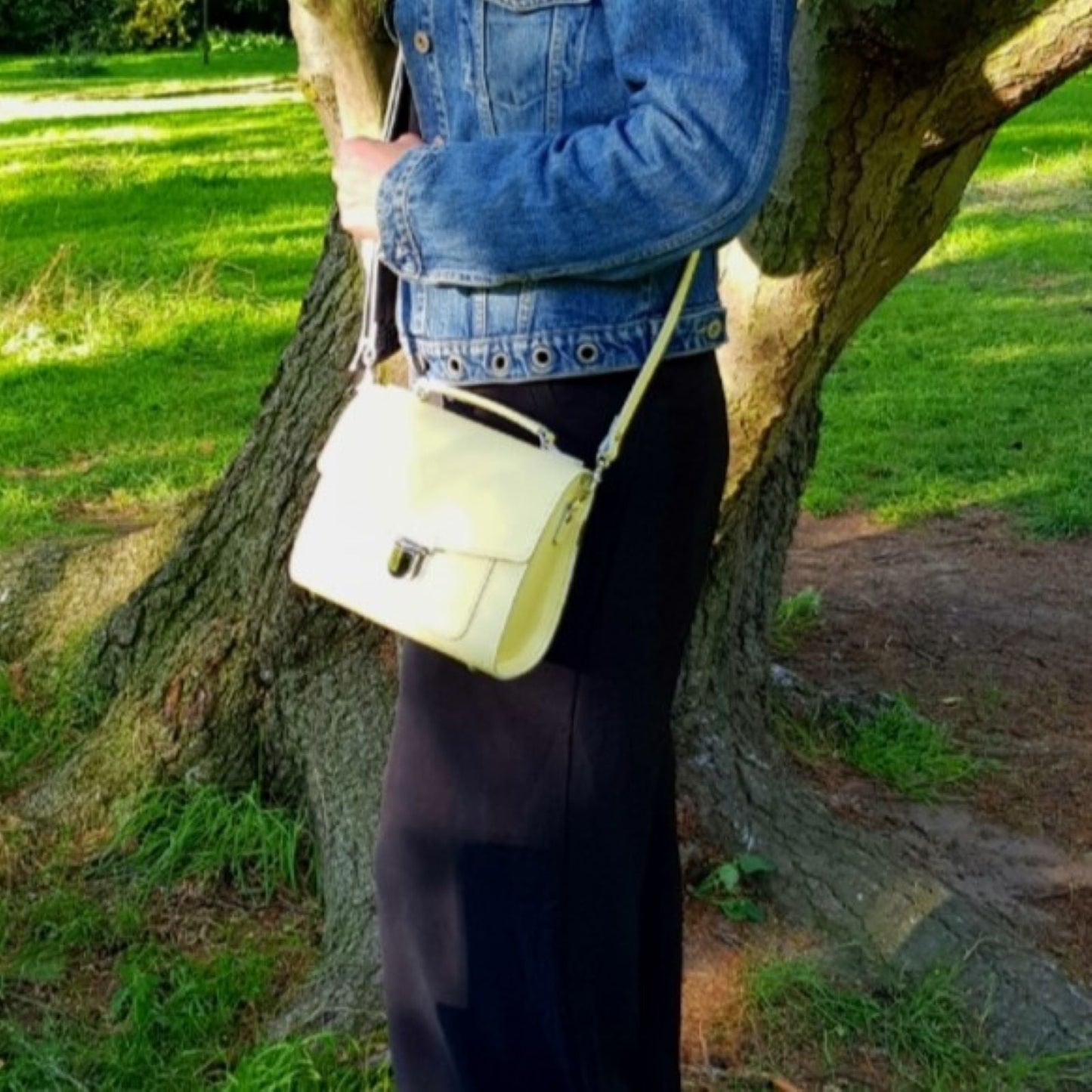 Handmade Leather Sugarcube Handbag - Eggshell