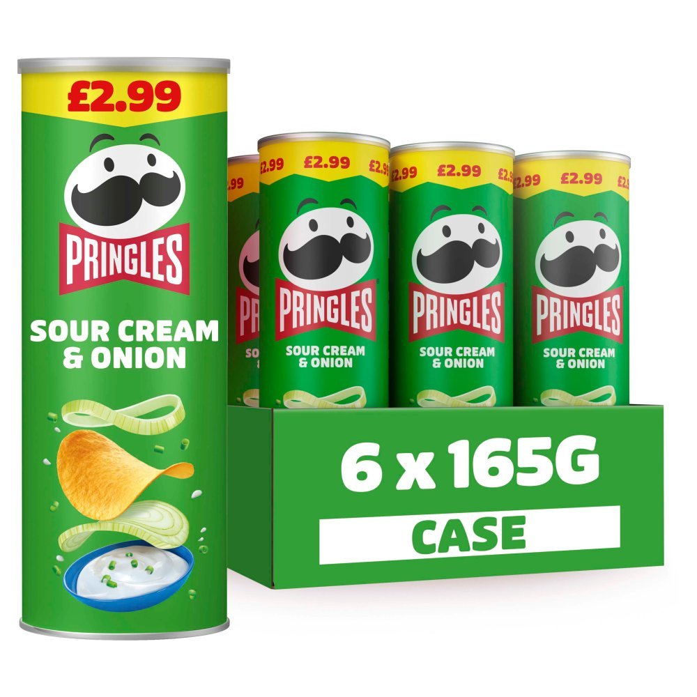 Pringles Sour Cream & Onion Crisps PMP 165g (Case of 6)