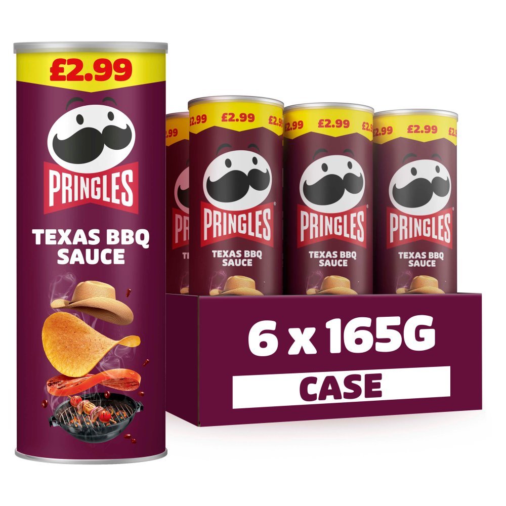 Pringles Texas BBQ Sauce Crisps PMP 165g (Case of 6)