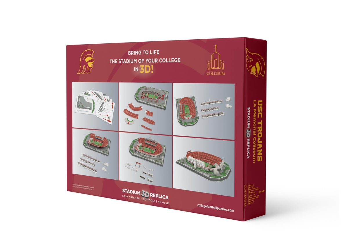 Pro-Lion 3D Jigsaw Puzzle Los Angeles Memorial Coliseum – 136 Pieces | 2 Hour Build Time | USC Football Gift
