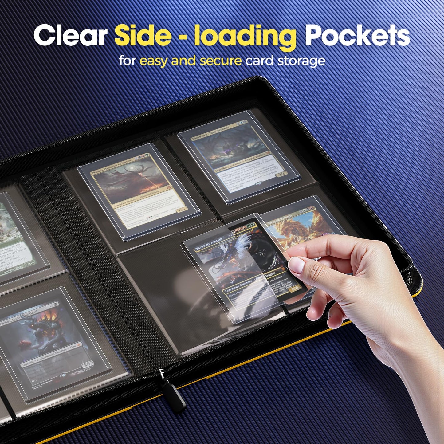 ProCase 4 Pocket Top Loader Binder – Holds 144 Cards in 3x4 Toploaders (Yellow)