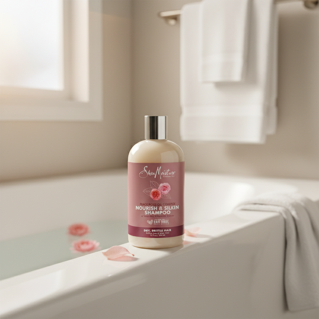Shea Moisture Peace Rose Oil Complex Nourish & Silken Shampoo 13 oz / 384 ml - For Dry, Delicate Hair