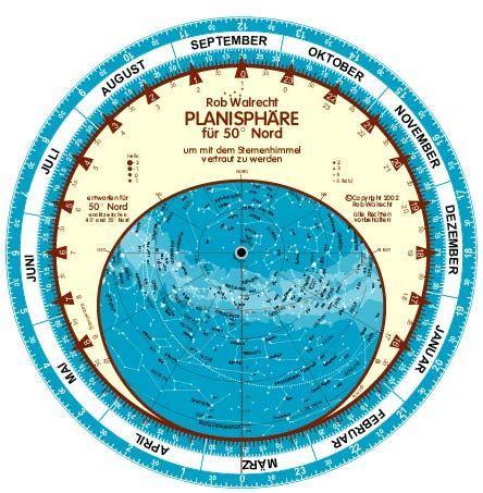 German Planisphäre für 50° Nord